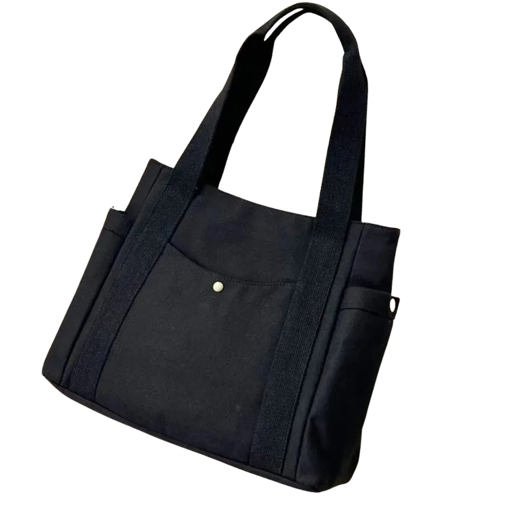 Bolsa de Ombro Luxuosa em Lona - Preta