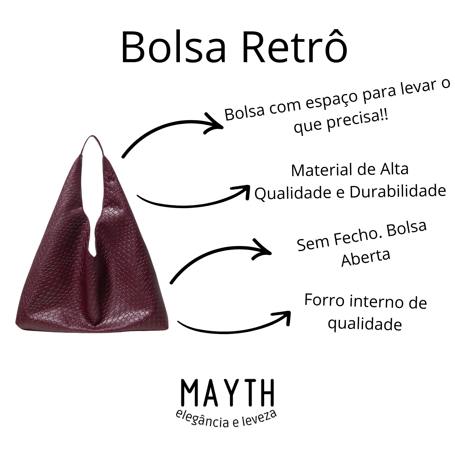 Bolsa Retrô em Couro - Vinho