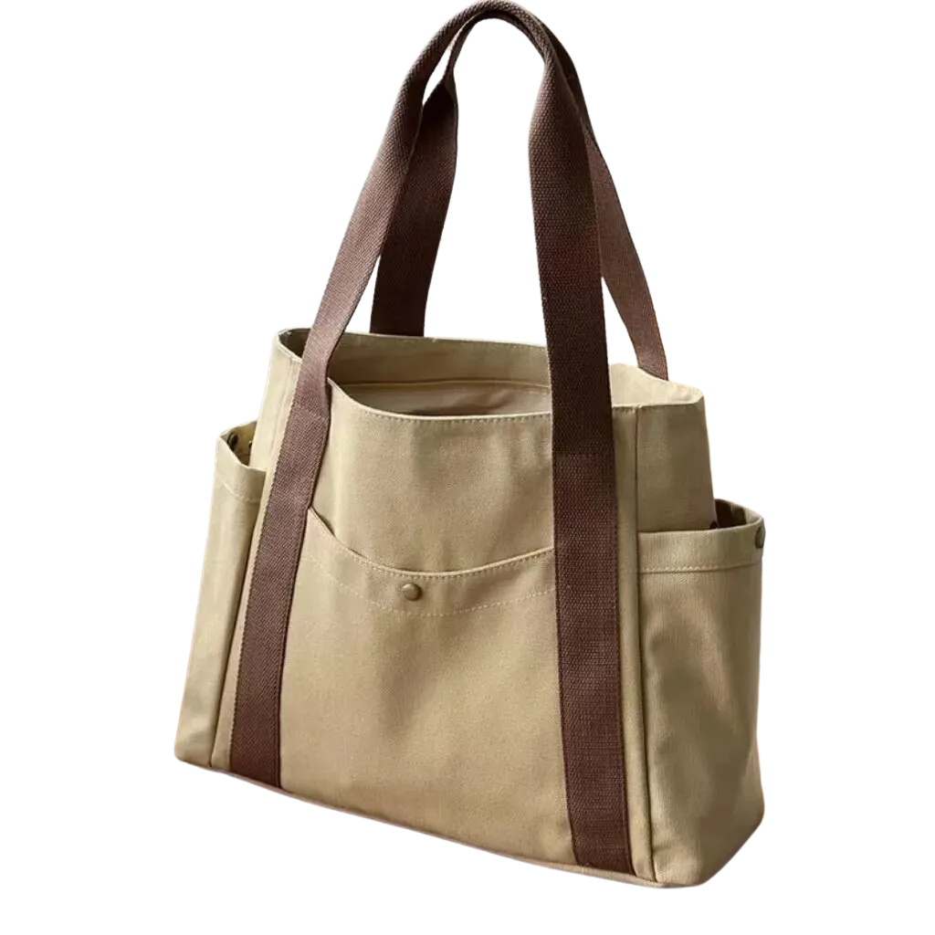 Bolsa de Ombro Luxuosa em Lona - Khaki