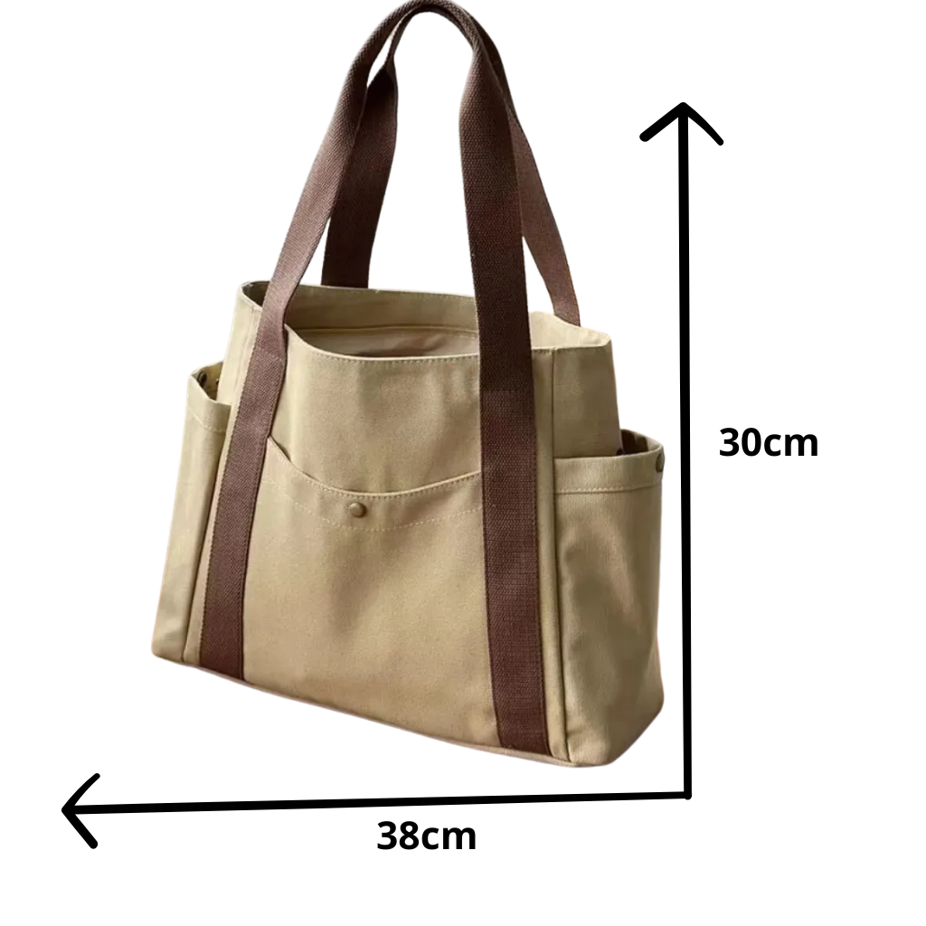 Bolsa de Ombro Luxuosa em Lona - Khaki