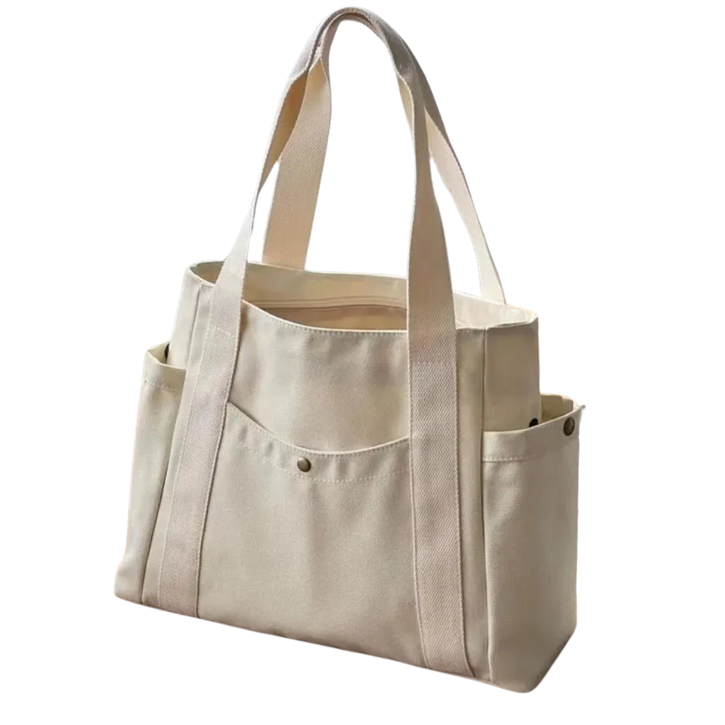 Bolsa de Ombro Luxuosa em Lona - Branca