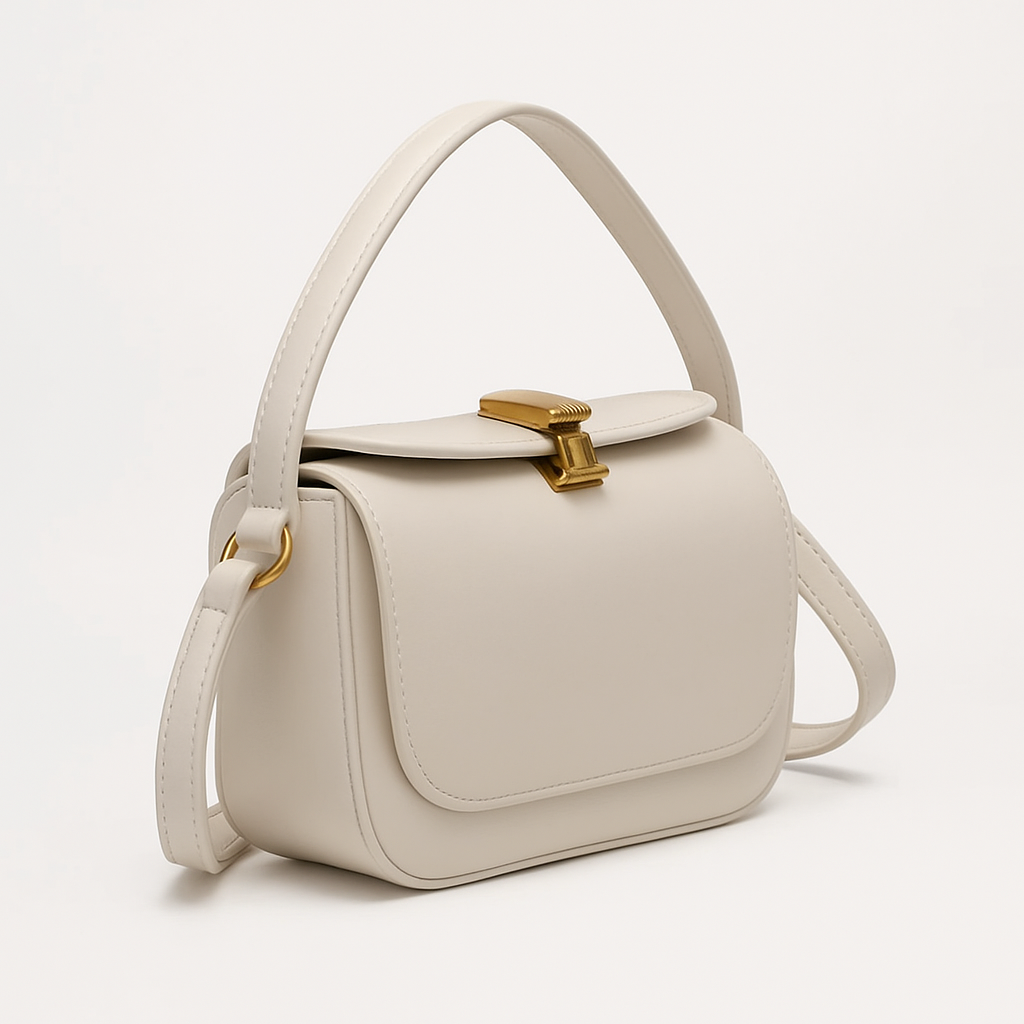 Bolsa Minimalista em Couro - Branco Gelo