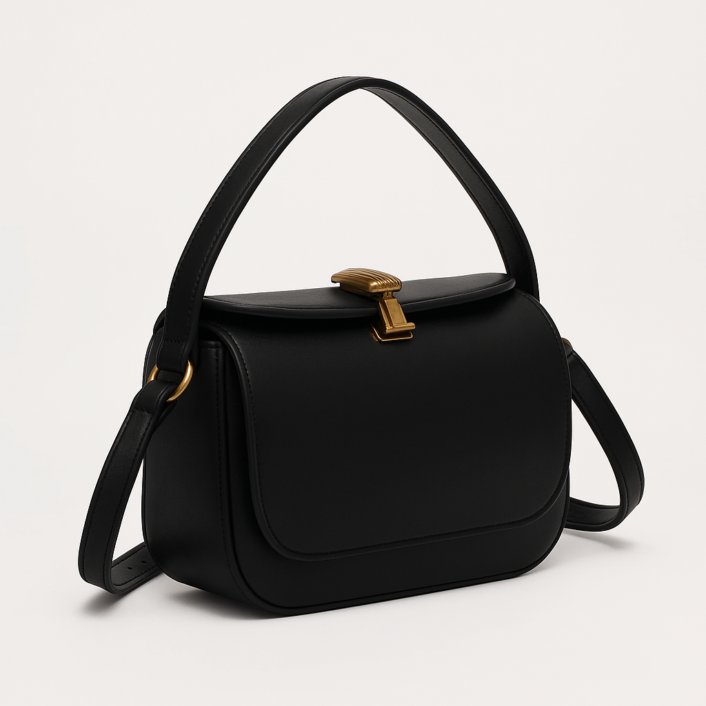 Bolsa Minimalista em Couro - Preta