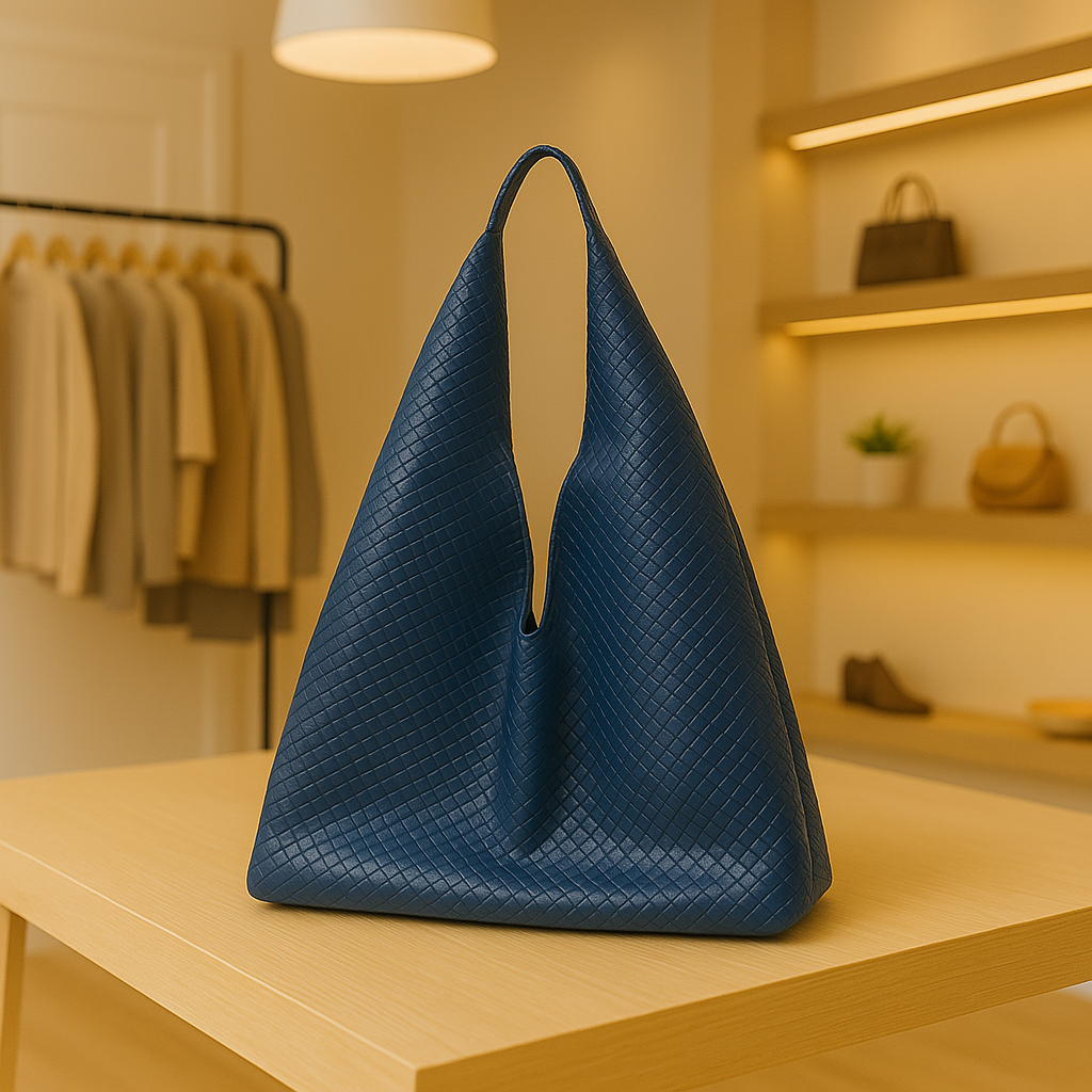 Bolsa Retrô em Couro - Azul