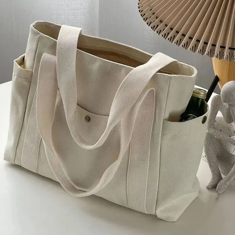 Bolsa de Ombro Luxuosa em Lona - Branca
