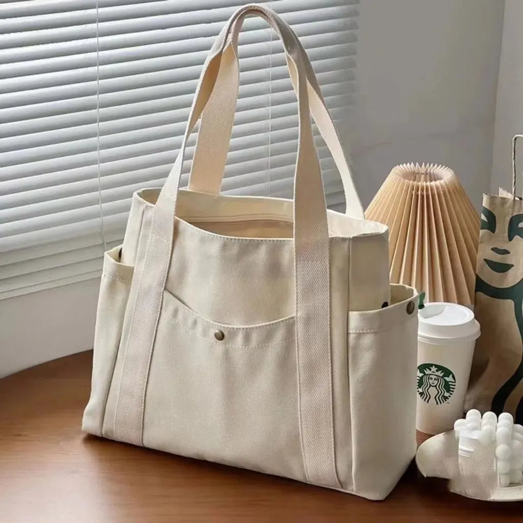 Bolsa de Ombro Luxuosa em Lona - Branca