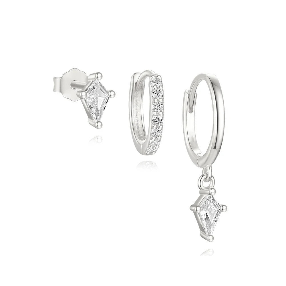 Conjunto de Brincos de Argola Vintage com Zircônia Cúbica